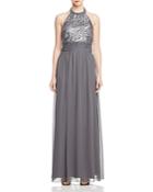 Js Collections Sequin Bodice Halter Gown