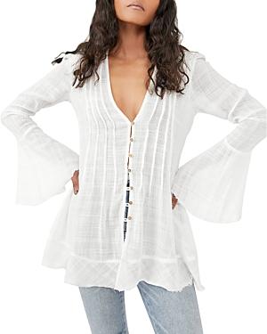 Free People Greta Gauze Button Front Top