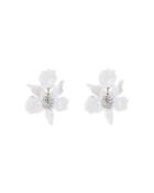 Lele Sadoughi Pave Small White Lily Drop Earrings In 14k Gold Plate