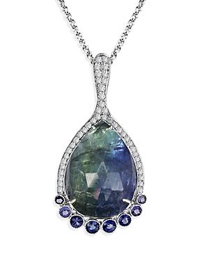 Amrapali Jewels Tanzanite, Sapphire & Diamond Pendent Necklace In 18k White Gold, 16