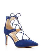 Sam Edelman Taylor Suede Pointed Toe Lace Up Pumps