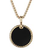 David Yurman 18k Yellow Gold Dy Elements Disc Pendant With Black Onyx & Mother-of-pearl