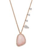 Meira T 14k White And Rose Gold Large Pink Opal And Diamond Pendant Necklace, 16