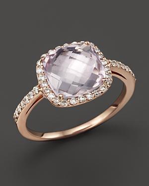 Amethyst And Diamond Ring In 14k Rose Gold