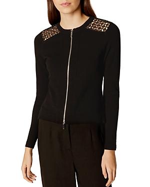 Karen Millen Lace-inset Zip Cardigan