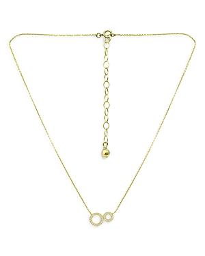 Aqua Pave Double Open Circle Pendant Necklace In 18k Gold Plated Sterling Silver, 15.5-17.5 - 100% Exclusive