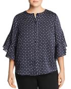 Vince Camuto Plus Printed Ruffle-sleeve Blouse