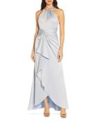 Adrianna Papell Satin Crepe Halter Gown