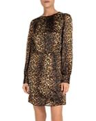 The Kooples Draped Leopard-print Silk Dress