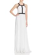 Nicole Miller Contrast Trim Pleated Gown