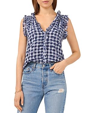 1.state Gingham Ruffle Trim Top