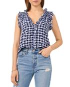 1.state Gingham Ruffle Trim Top