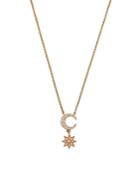 Colette Jewelry 18k Yellow Gold Galaxia Diamond Moon And Star Pendant Necklace, 16