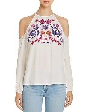 Jachs Girlfriend Cold Shoulder Embroidered Top