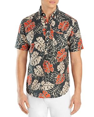 Sid Mashburn Cotton Seersucker Botanical Print Popover Shirt
