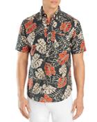 Sid Mashburn Cotton Seersucker Botanical Print Popover Shirt