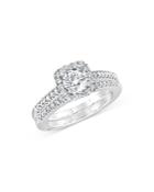 Bloomingdale's Diamond Halo Engagement Ring & Band Set In 18k White Gold, 1.30 Ct. T.w. - 100% Exclusive