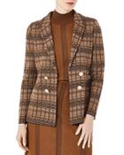 Misook Textural Plaid Double Breasted Button Front Knit Jacket