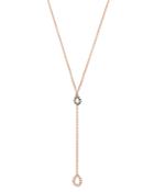 Own Your Story 14k Rose Gold Nature Dangling Dew Drop Cognac & White Diamond Y Necklace, 18