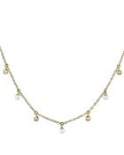 Moon & Meadow 14k Yellow Gold Freshwater Pearl & Diamond Bezel Dangle Statement Necklace, 18