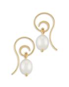 Bloomingdale's Freshwater Pearl Scroll Drop Earrings In 14k Yellow Gold - 100% Exclusive