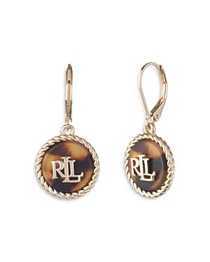 Lauren Ralph Lauren Tortoise Monogram Drop Earrings