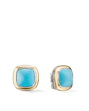 David Yurman Albion Stud Earrings With 18k Yellow Gold & Reconstituted Turquoise