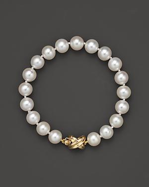 Cultured Freshwater Pearl Small Bracelet In 14k Yellow Gold, 8mm