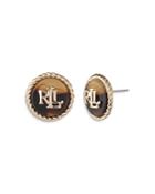 Lauren Ralph Lauren Monogram Button Stud Earrings