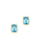 Bloomingdale's Blue Topaz Emerald-cut Stud Earrings In 14k Yellow Gold - 100% Exclusive
