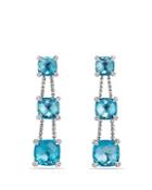 David Yurman Chatelaine Linear Chain Earrings With Blue Topaz And Diamonds