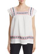 Beachlunchlounge Embroidered Cap Sleeve Top