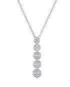 Bloomingdale's Diamond Cluster Linear Pendant Necklace In 14k White Gold, 1.0 Ct. T.w. - 100% Exclusive