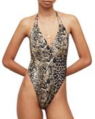 Allsaints Rosa Noche Halter One Piece Swimsuit