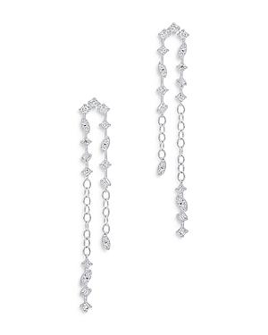 Bloomingdale's Diamond Baguette & Round Cut Double Linear Drop Earrings In 14k White Gold, 1.0 Ct. T.w. - 100% Exclusive
