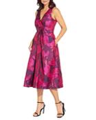 Aidan Mattox Metallic Floral Jacquard Midi Dress