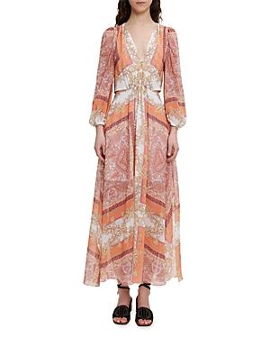 Maje Roquillage Scarf Print Maxi Dress