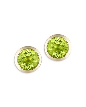Bloomingdales Peridot Bezel Set Stud Earrings In 14k Yellow Gold - 100% Exclusive