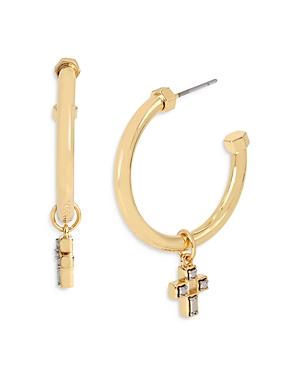 Allsaints Cross Charm Hoop Earrings