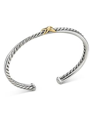 David Yurman Sterling Silver & 18k Yellow Gold Petite X Cuff Bracelet