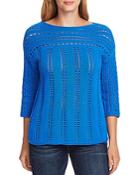 Vince Camuto Boat Neck Open-stitch Sweater