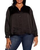 Belldini Plus Satin Pleat Back Blouse