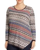 Nic And Zoe Plus Crosswise Asymmetric Stripe Sweater