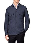 Eton Cotton, Wool & Cashmere Brushed Solid Slim Fit Shirt Jacket