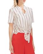 Vince Camuto Pinstriped Tie-front Blouse