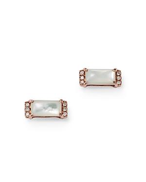 Bloomingdale's Mother Of Pearl & Diamond Accent Stud Earrings In 14k Rose Gold - 100% Exclusive