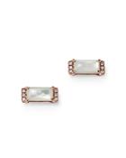 Bloomingdale's Mother Of Pearl & Diamond Accent Stud Earrings In 14k Rose Gold - 100% Exclusive