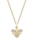 Bloomingdale's Diamond Bee Pendant Necklace In 14k Yellow Gold, 0.10 Ct. T.w. - 100% Exclusive