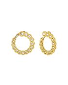 Roberto Coin 18k Yellow Gold New Barocco Diamond Front To Back Hoop Earrings
