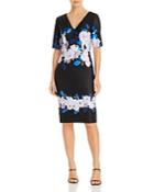 Adrianna Papell Shadow Rose Faux-wrap Dress